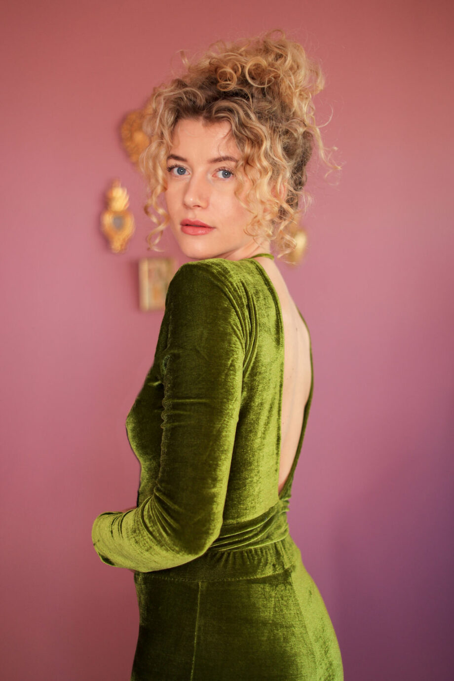Green velvet bodysuit