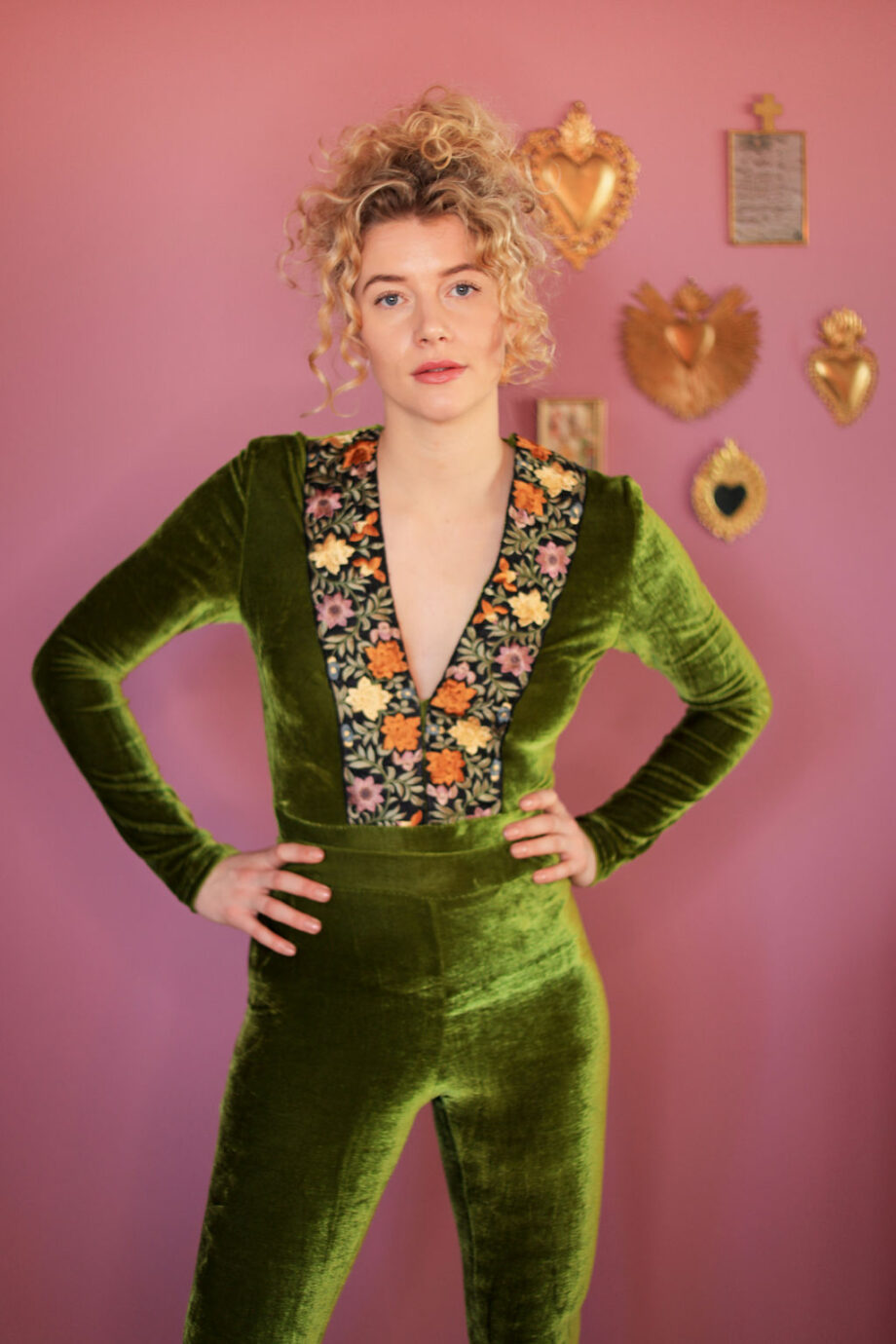 Green velvet bodysuit