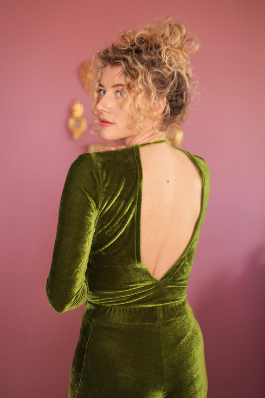 Green velvet bodysuit
