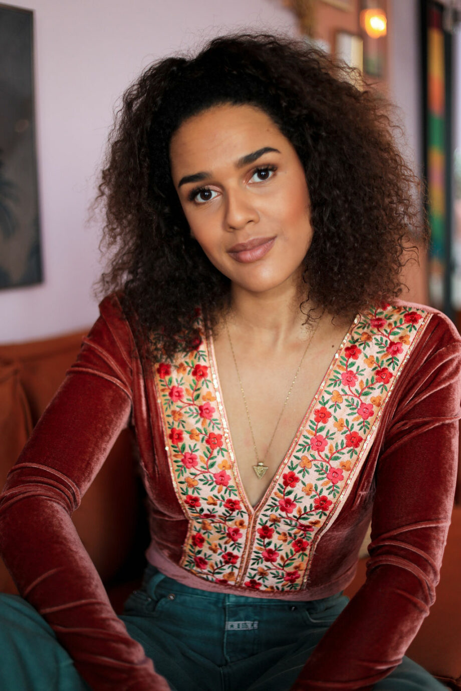 terracotta velvet bodysuit