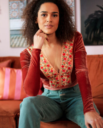 Terracotta velvet bodysuit
