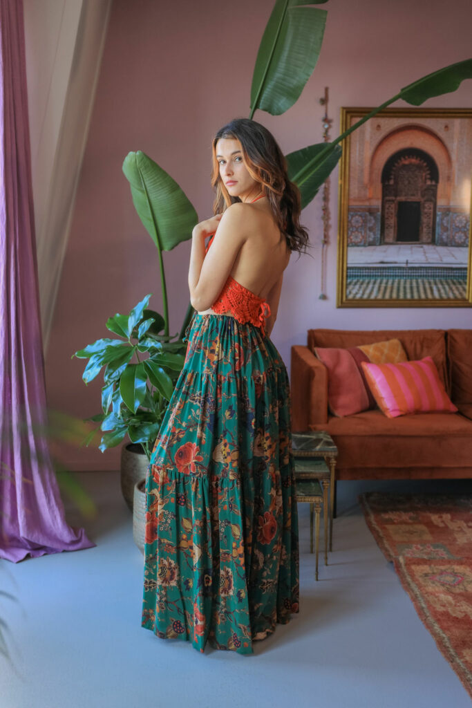 The green smokey flower skirt 